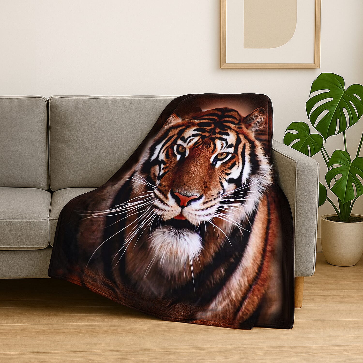 Digital Printed Flannel Blanket with Tiger Pattern 7831340 0
