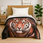 THE HOME DECOR BONANZA - Hush Haven Tiger Face Digital Print Home Decor Flannel Blanket (150x200 cm) - Tiger