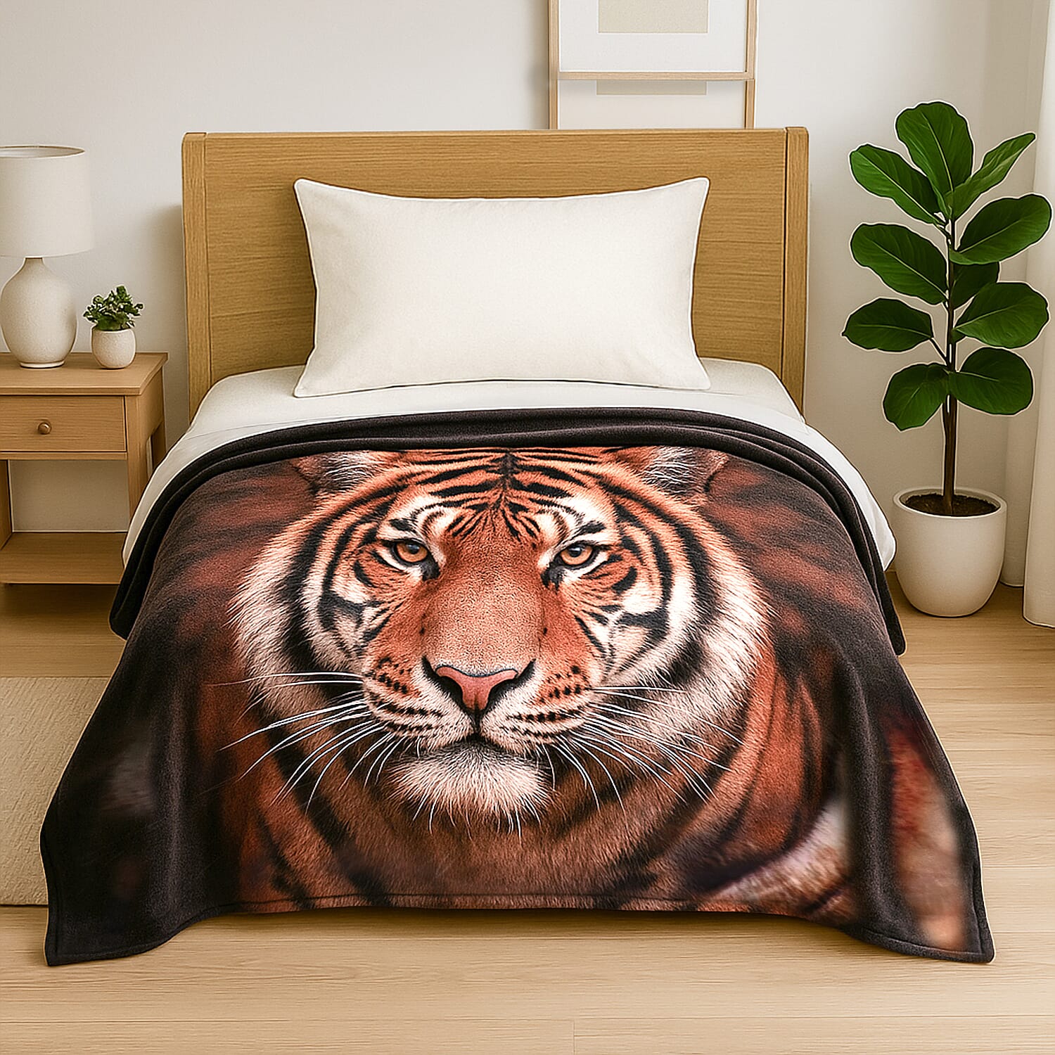 Digital Printed Flannel Blanket with Tiger Pattern 7831340 1