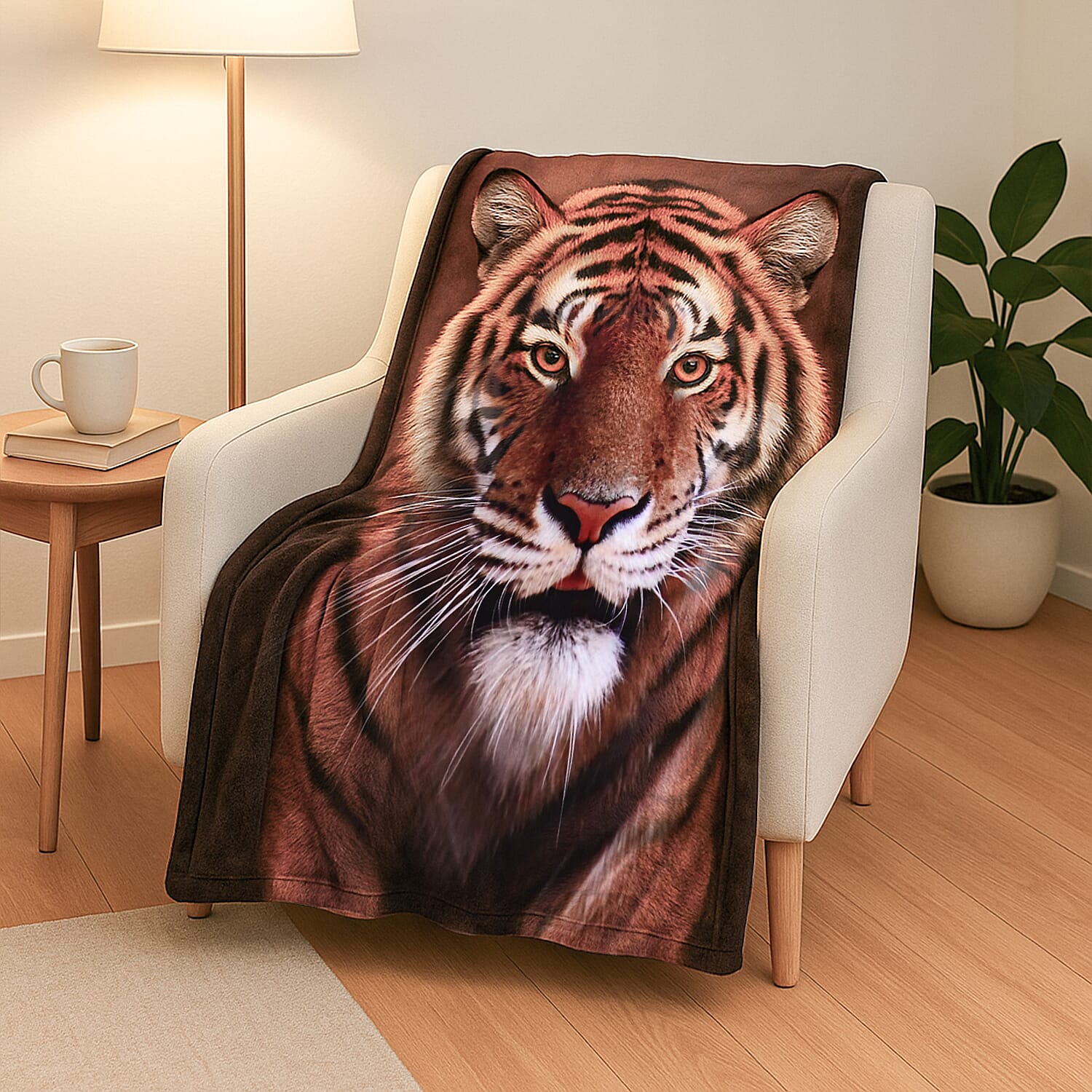 Digital Printed Flannel Blanket with Tiger Pattern 7831340 2