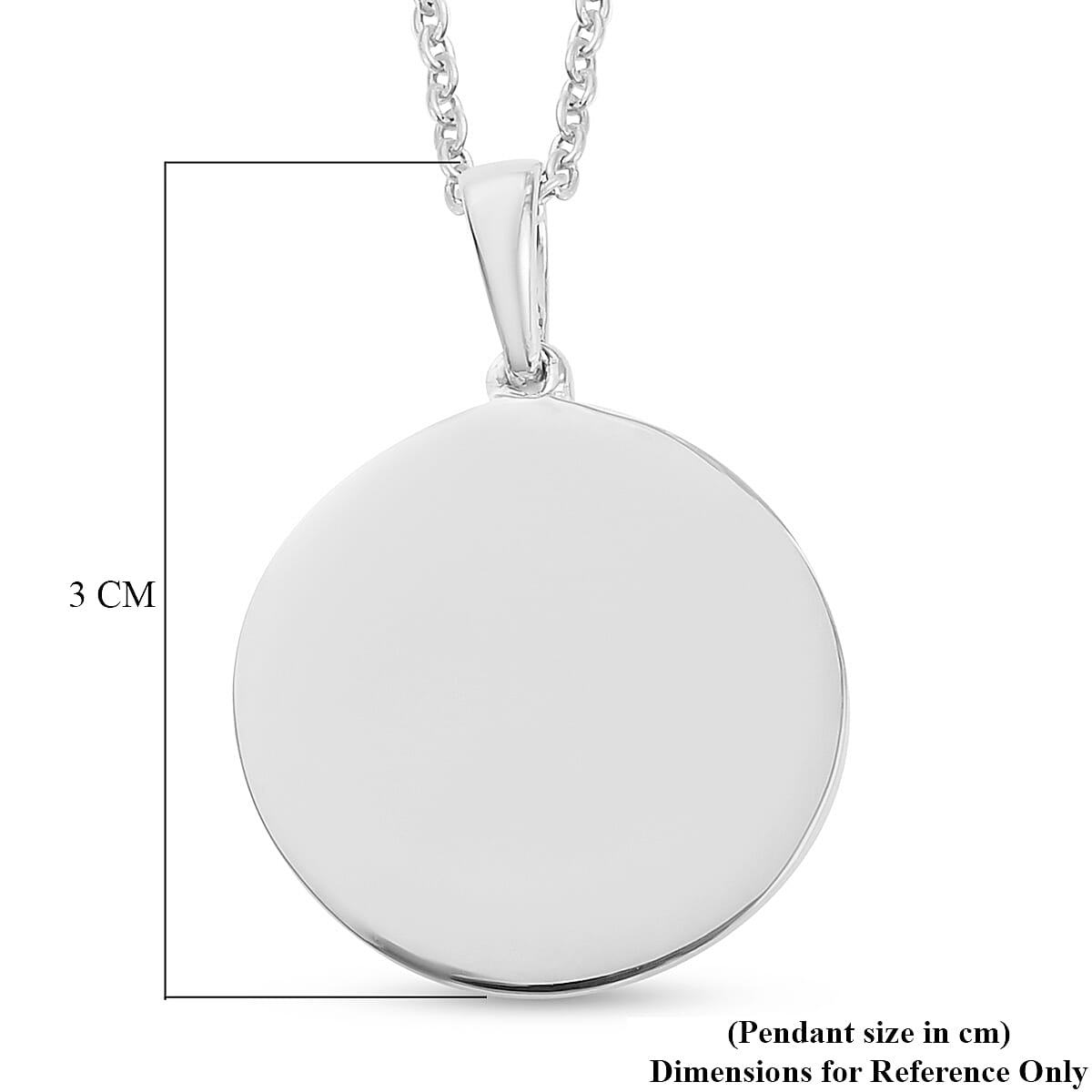 Disc Pendant with Chain (Size 18) in Platinum Plated Sterling SilverÂ  3705837 4
