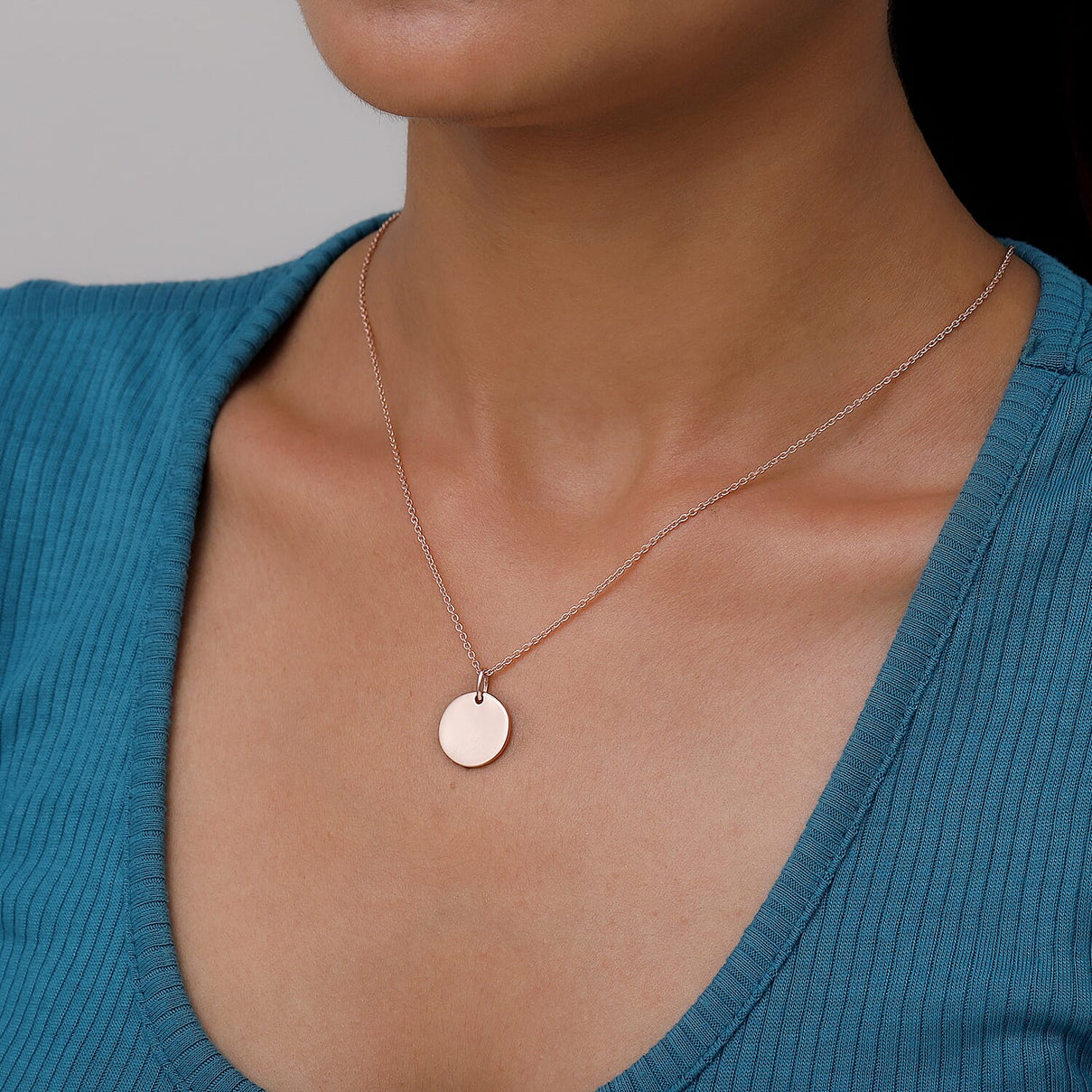 Disc Pendant with Chain (Size 18) in Rose Gold Plated Sterling Silver 3704903 0
