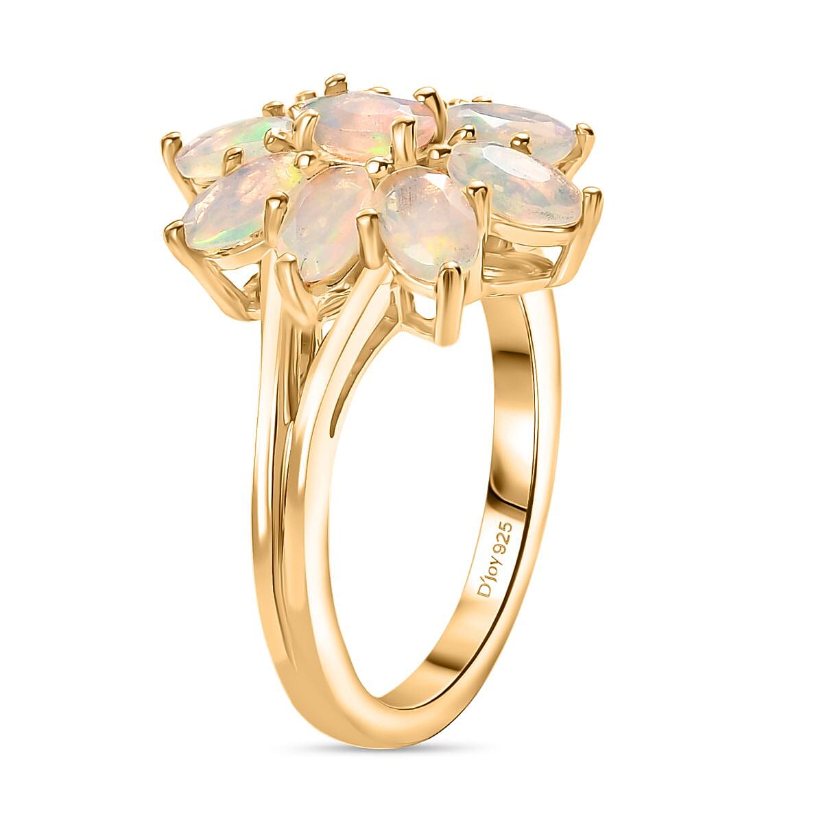 D'joy Ethiopian Opal Cluster Celestial Bloom Ring in Yellow Gold Plated Sterling Silver 1.46 Ct. 8224353 4