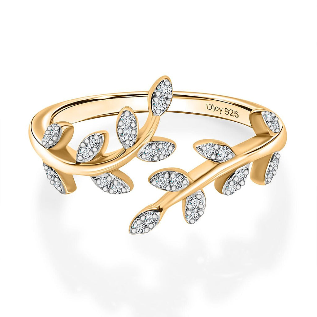Djoy - Moissanite Adjustable Ring in 18K Vermeil Yellow Gold Plated Sterling Silver
