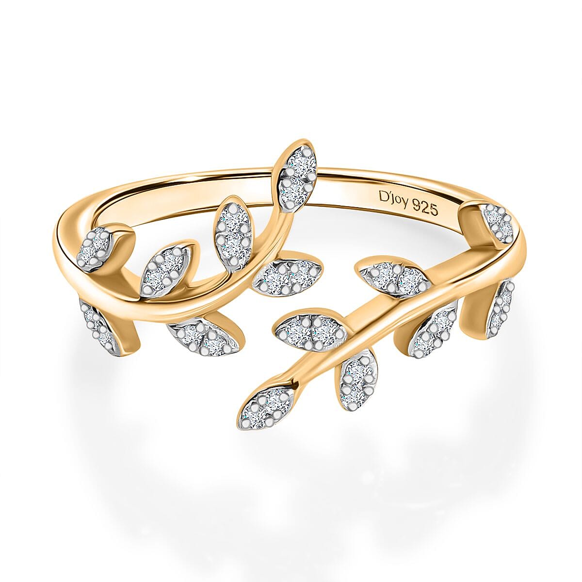 Moissanite Leaf Ring in 18K Vermeil Yellow Gold Sterling Silver 8184276 0