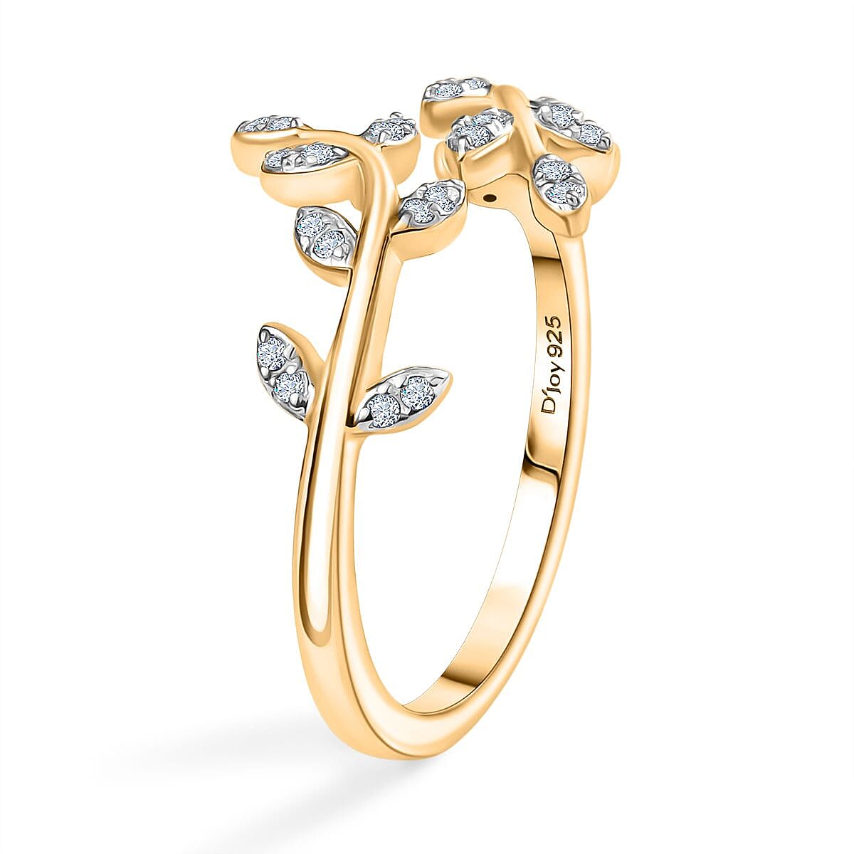 Moissanite Leaf Ring in 18K Vermeil Yellow Gold Sterling Silver 8184276 4