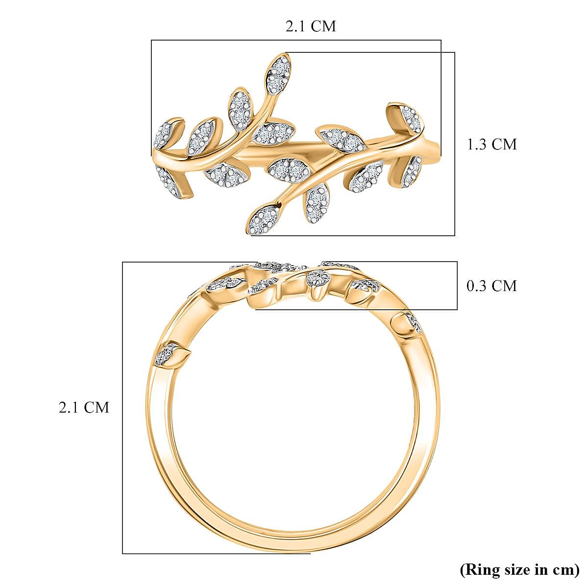 Moissanite Leaf Ring in 18K Vermeil Yellow Gold Sterling Silver 8184276 6