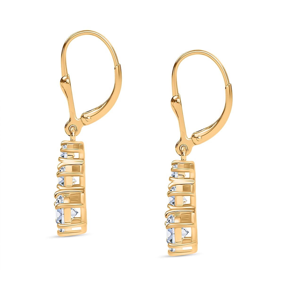D'joy Moissanite Solitaire Lever Back Earring in 14K Yellow Gold Plating Sterling Silver 1.50 Ct. 8202759 3