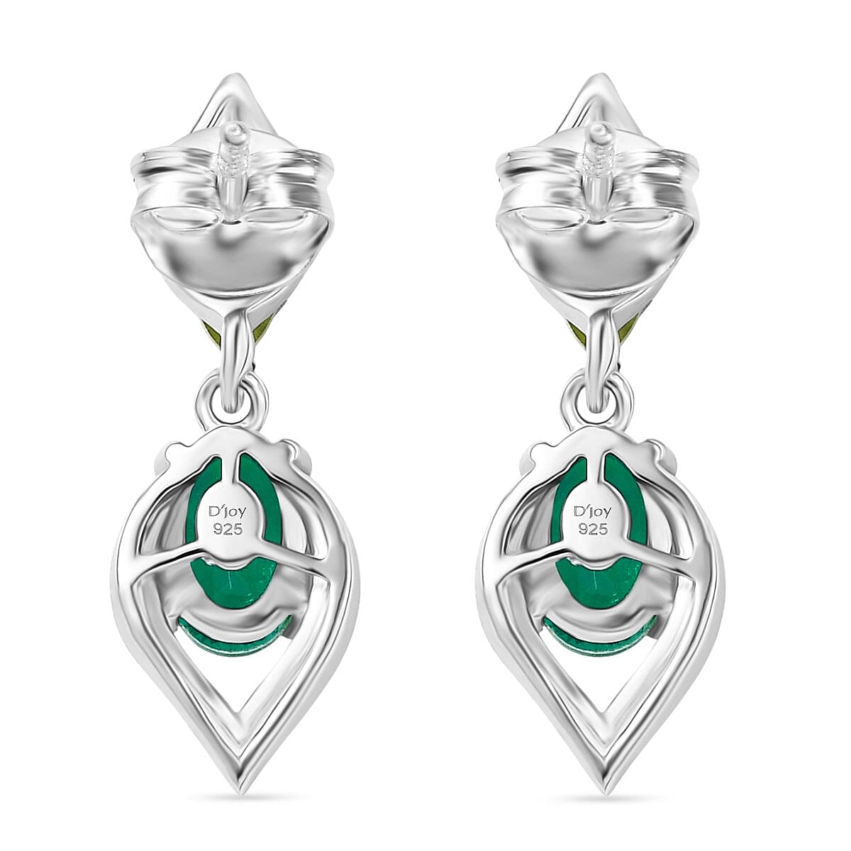 D'joy Peacock Triplet Quartz &amp; Peridot Dangling Earring with Push Back in Rhodium Overlay Sterling Silver 2.08 Ct. 8189130 5