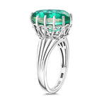 D'joy Peacock Triplet Quartz Solitaire Ring in Rhodium Overlay Sterling Silver 6.55 Ct.