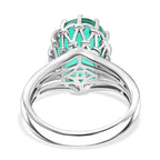 D'joy Peacock Triplet Quartz Solitaire Ring in Rhodium Overlay Sterling Silver 6.55 Ct.