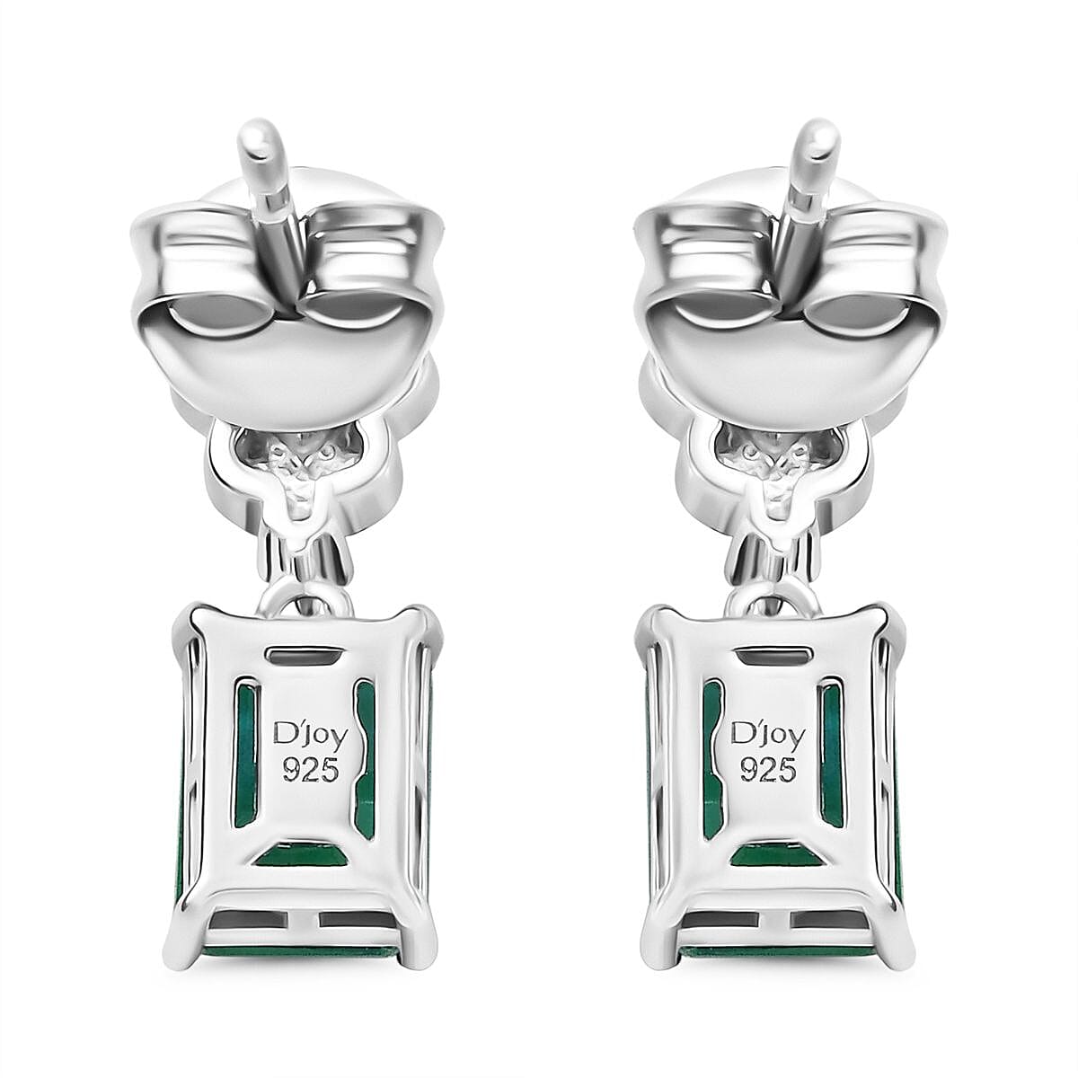 D'joy Peacock Triplet Quartz &amp; White Zircon Earring with Push Back in Rhodium Overlay Sterling Silver 4.17 Ct. 8188736 5