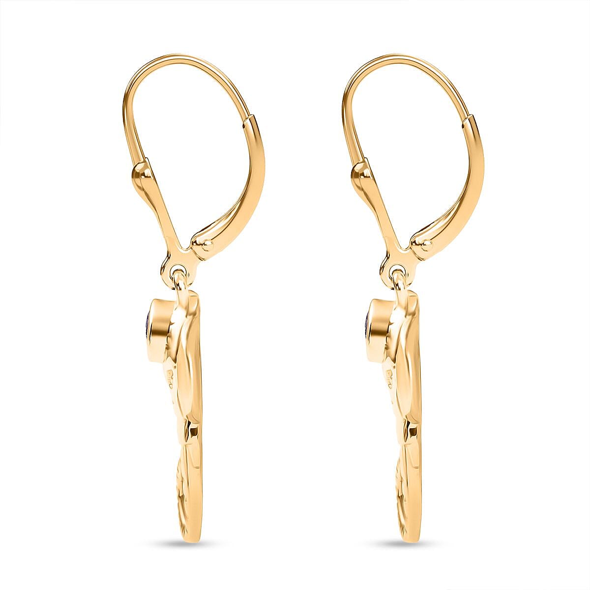 D'joy Tanzanite Elephant Earring with Lever Back in 18K Yellow Gold Plated Overlay Sterling Silver 8232435 5