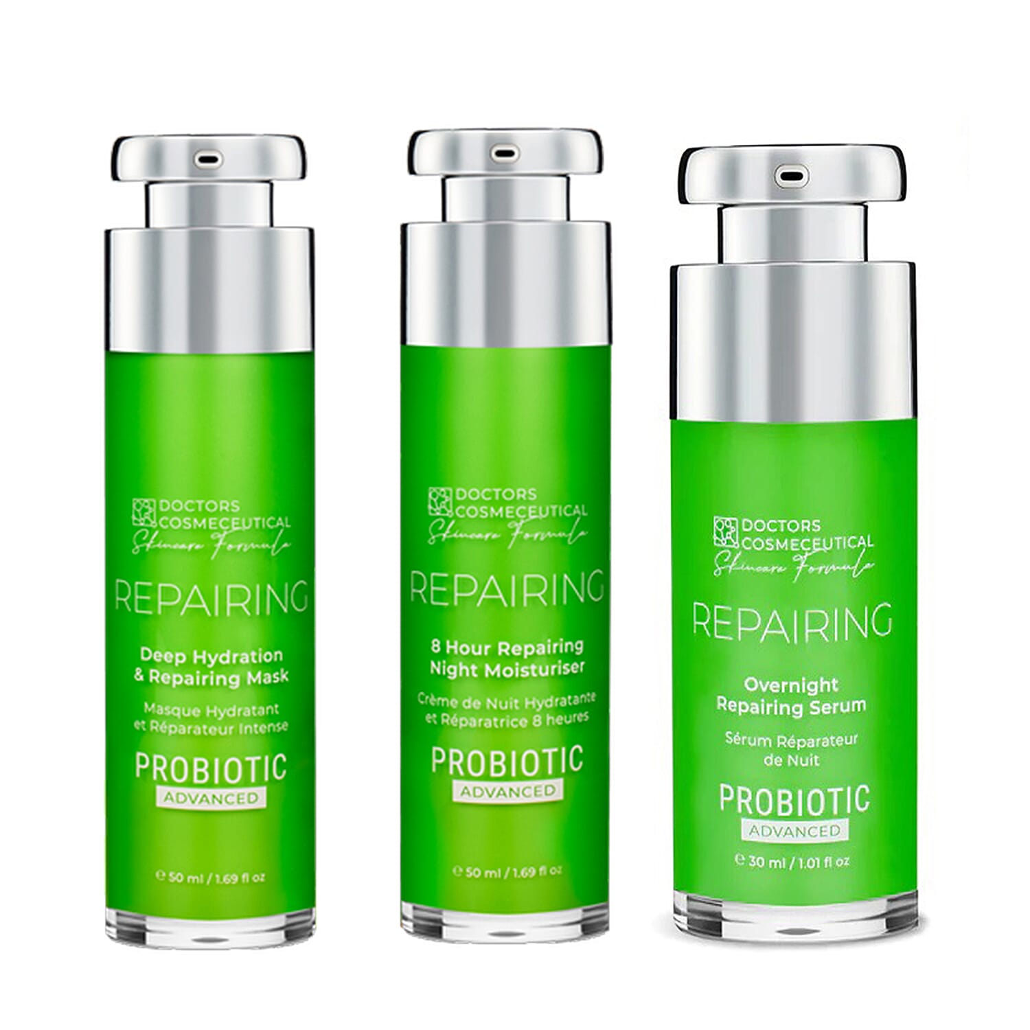Doctors Formula Probiotics ADVANCED Repairing Set - 8 Hour Repairing Night Moisturiser - 50ml, Anti-Inflammatory Overnight Repairing Serum and Deep Hydration and Repairing Face Mask 221241259 0