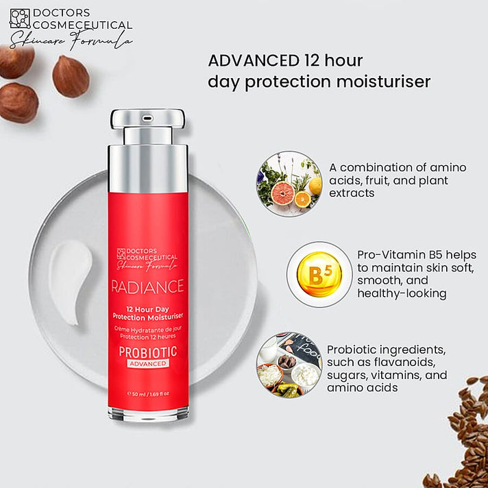 Doctors Formula Probiotics Advanced Radiance - 12 Hour Day Protection Moisturiser with Pro-Vitamin B5 and Vitamins A, B, and E and Oleic Acid 7541613 2