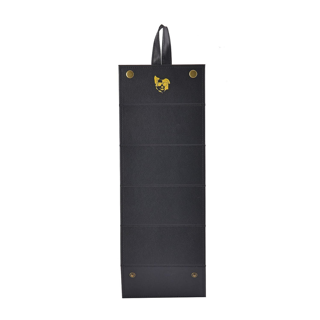 Dog Pattern Velvet Travel Organizer with 5 Sunglass Slots  - Black & Yellow