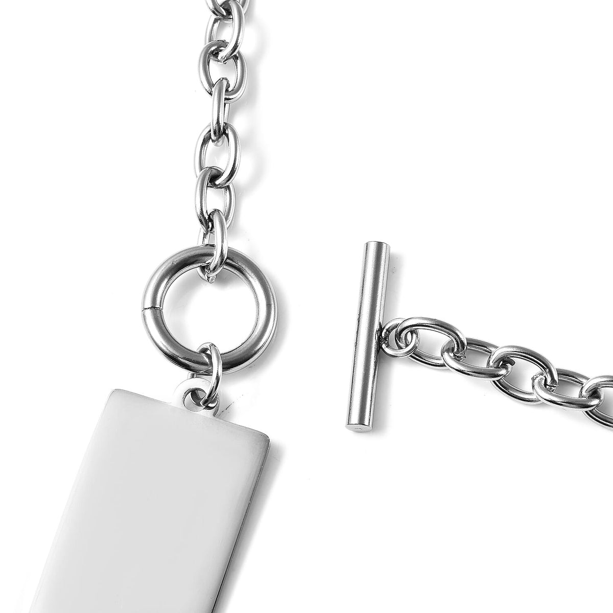 Dog Tag Pendant with Chain Size 21 in Silver Tone 6243095 5