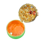 Hand Painted Dog Trinket Box Enamelled & Jewelled With Sparking Crystals - Green