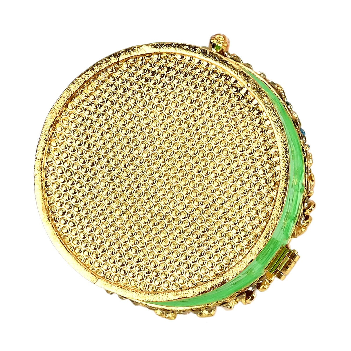 Hand Painted Dog Trinket Box Enamelled &amp; Jewelled With Sparking Crystals - Green 7628984 4