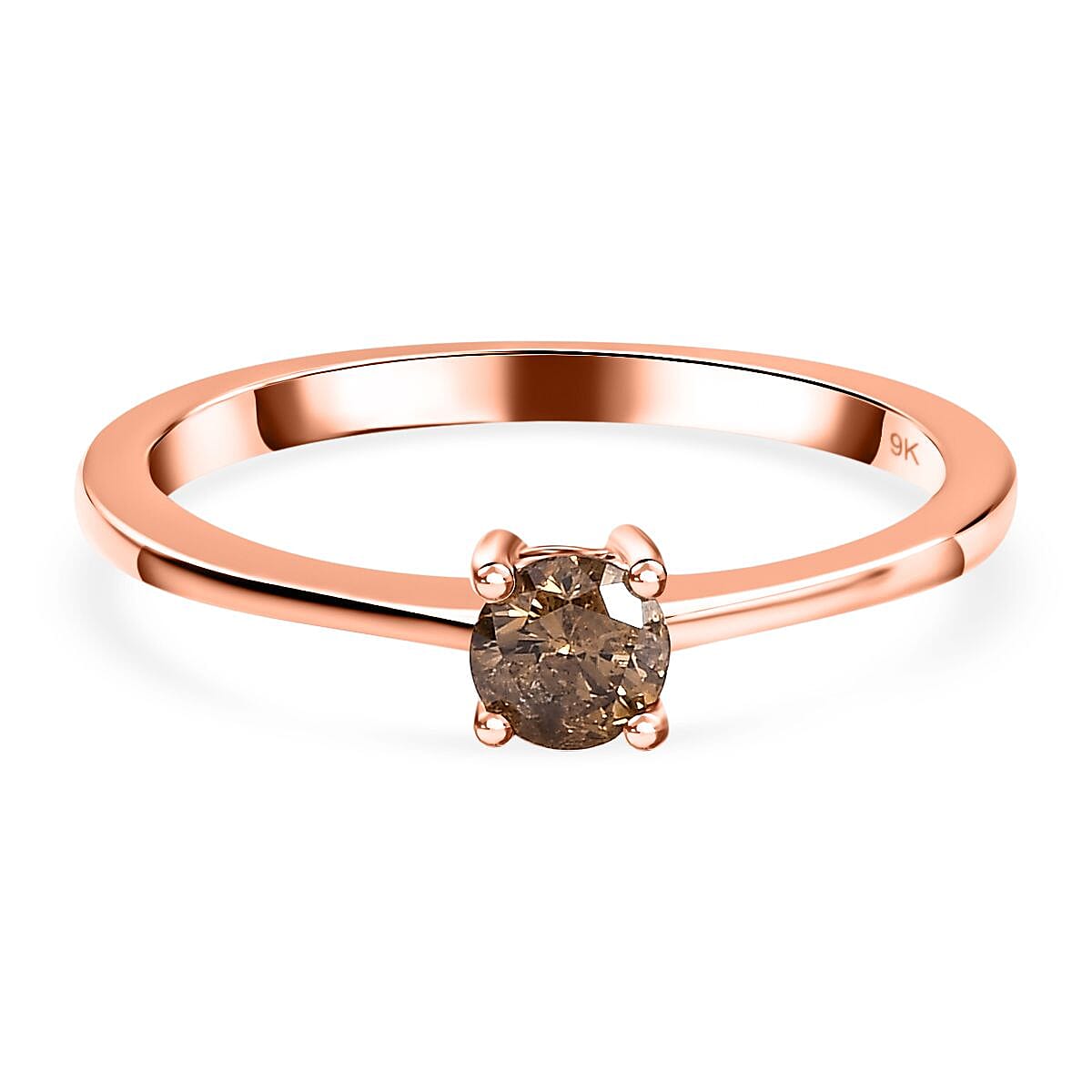 9K Rose Gold Natural Champagne Diamond Solitaire Ring 0.25 Ct 7651201 0