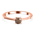 Doobuster-9K Rose Gold Natural Champagne Diamond Solitaire Ring 0.25 Ct