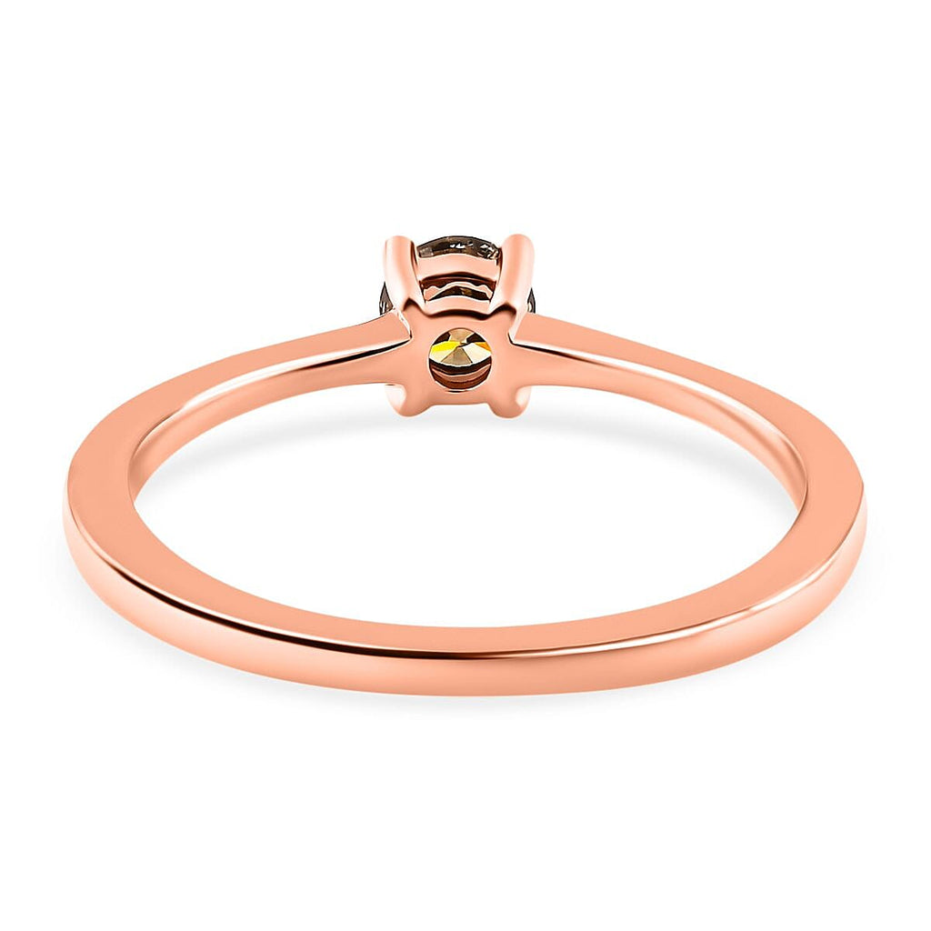 Doobuster-9K Rose Gold Natural Champagne Diamond Solitaire Ring 0.25 Ct
