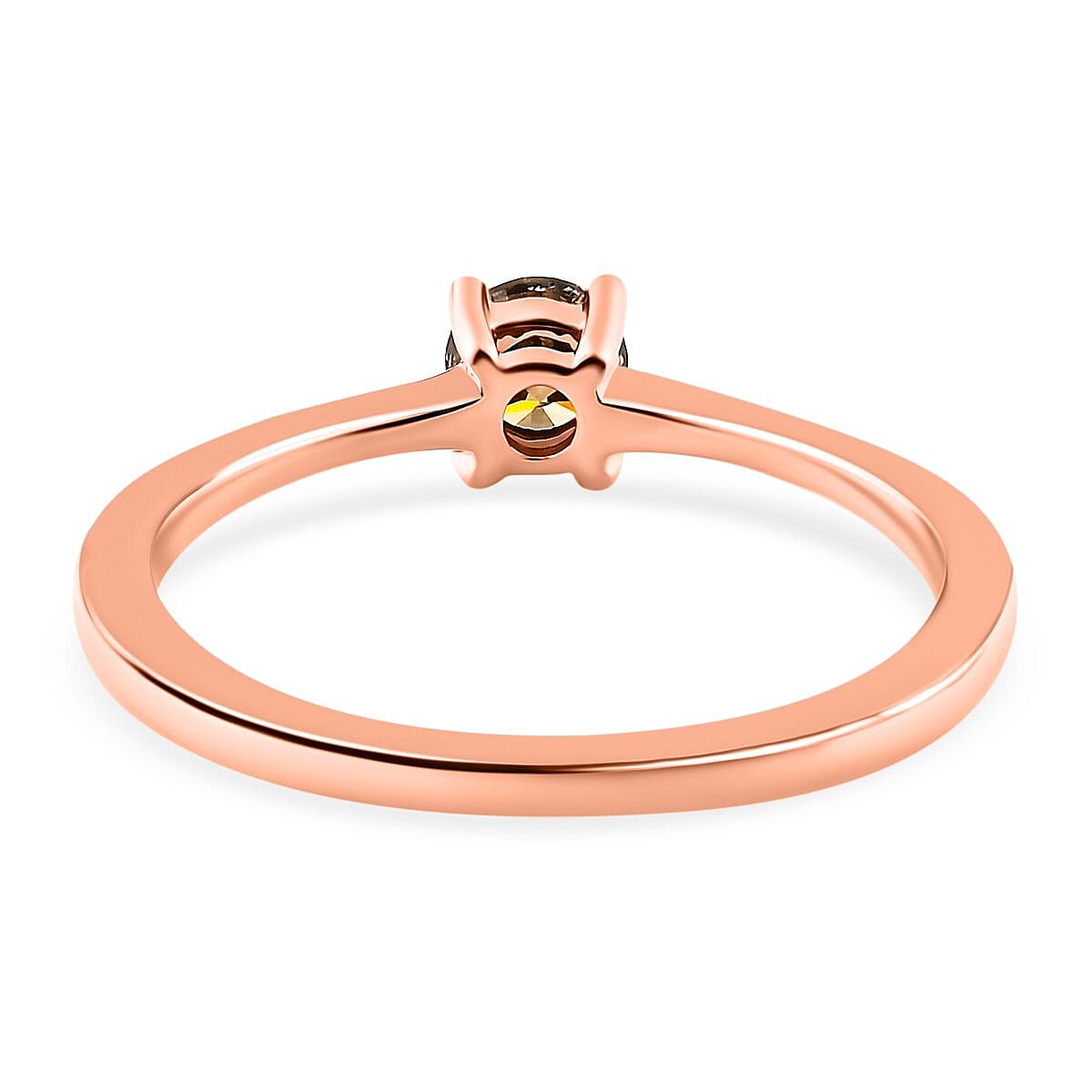 9K Rose Gold Natural Champagne Diamond Solitaire Ring 0.25 Ct 7651201 5