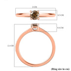 Doobuster-9K Rose Gold Natural Champagne Diamond Solitaire Ring 0.25 Ct