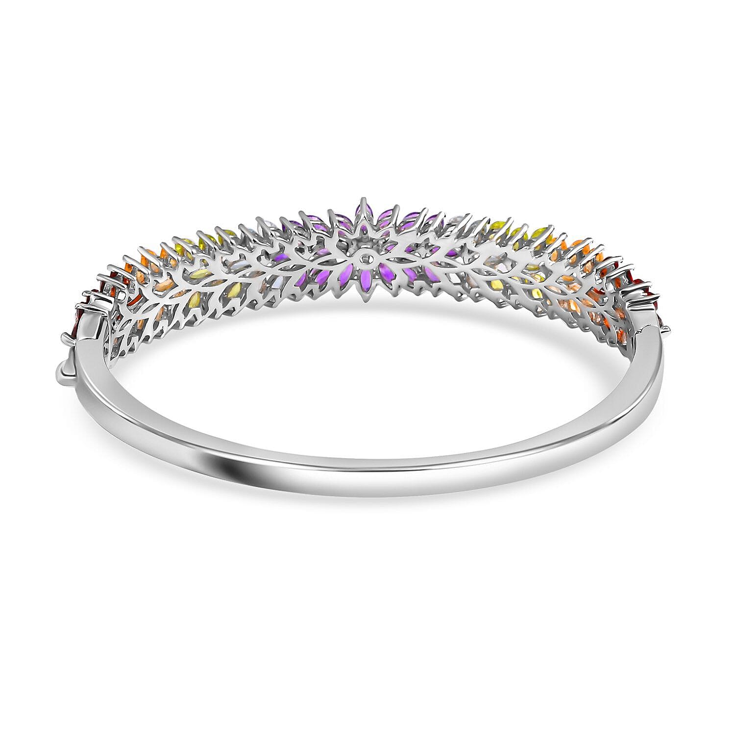 Amethyst and Multi Gemstone Bangle (Size 7.5) in Platinum Overlay Sterling Silver 11.78 Ct, Silver Wt. 23.00 Gms 7267741 5