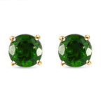 9K Yellow Gold Natural Chrome Diopside Stud Earrings 1.90 Ct.