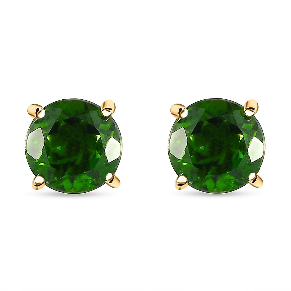 9K Yellow Gold Natural Chrome Diopside Stud Earrings 1.90 Ct. 7235413 0