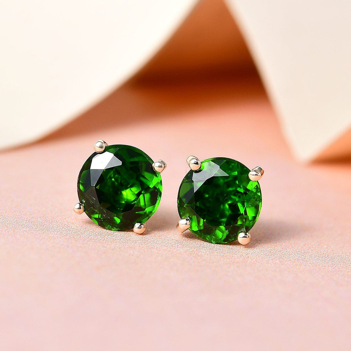 9K Yellow Gold Natural Chrome Diopside Stud Earrings 1.90 Ct. 7235413 1
