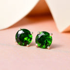 9K Yellow Gold Natural Chrome Diopside Stud Earrings 1.90 Ct.