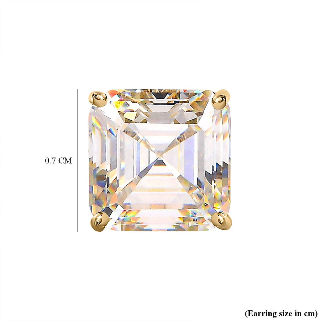 Doorbuster - 9K Yellow Gold Strontium Titanate (Asscher Cut) Stud Earrings (with Push Back) 5.00 Ct.