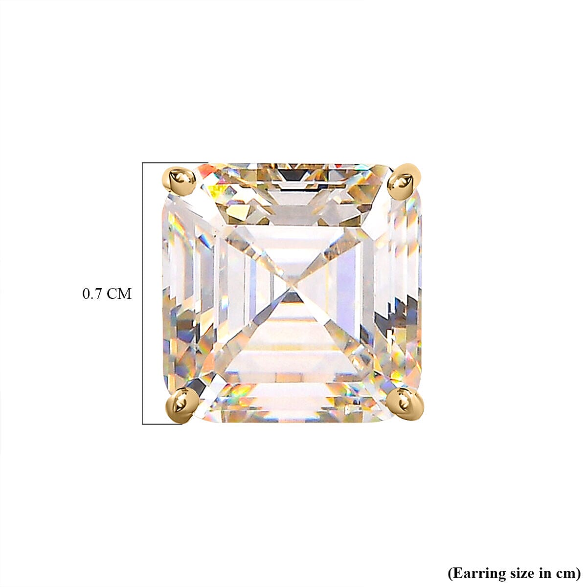 9K Yellow Gold Strontium Titanate (Asscher Cut) Stud Earrings (with Push Back) 5.00 Ct.Â  7262562 5