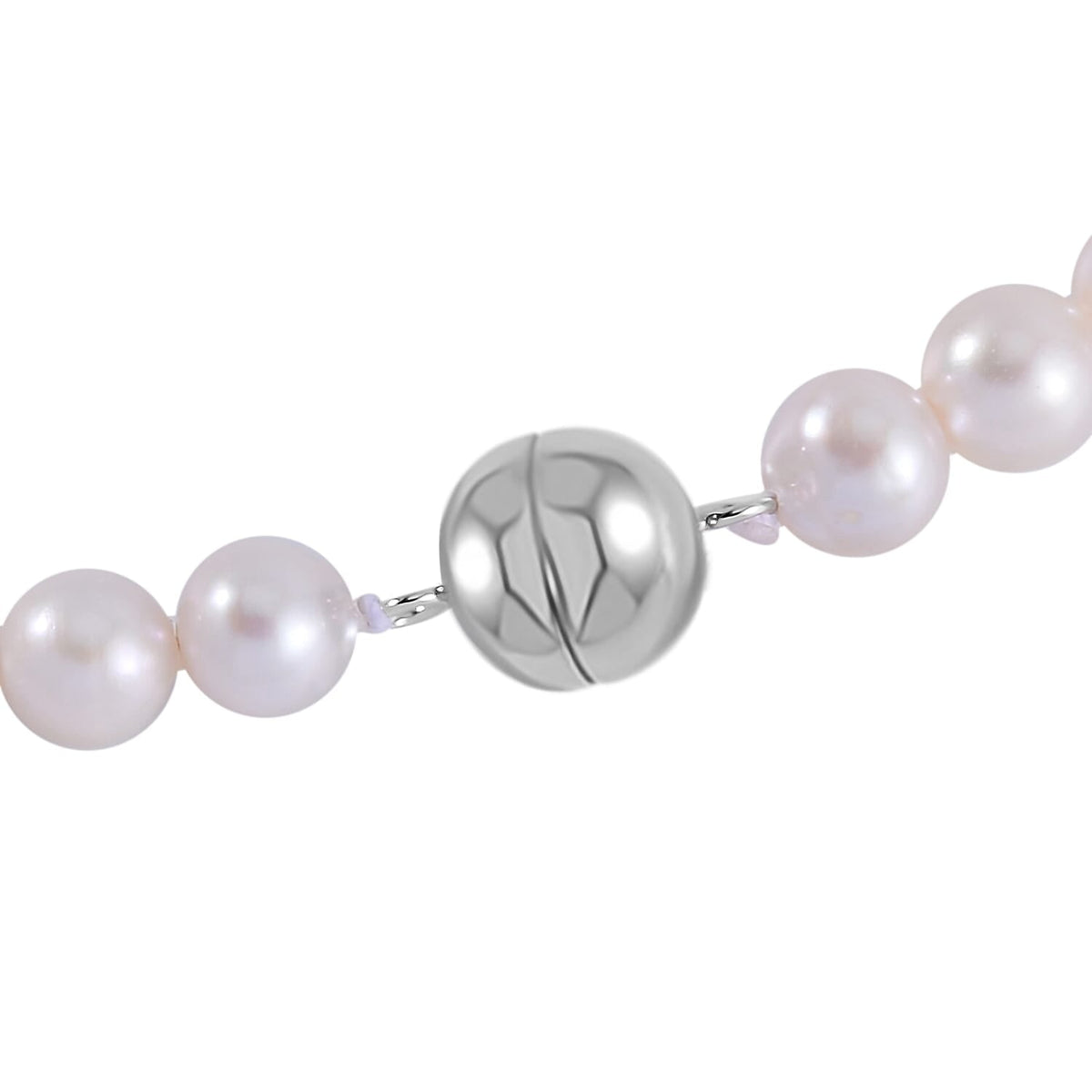 Anhui Perfect Pearl Necklace (Size - 20) in Rhodium Overlay Sterling Silver 7682587 4