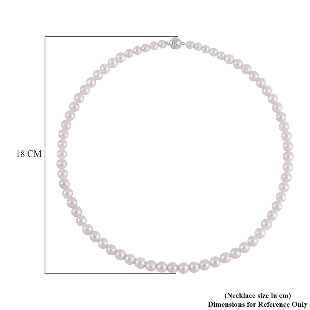Anhui Perfect Pearl Necklace (Size - 20) in Rhodium Overlay Sterling Silver