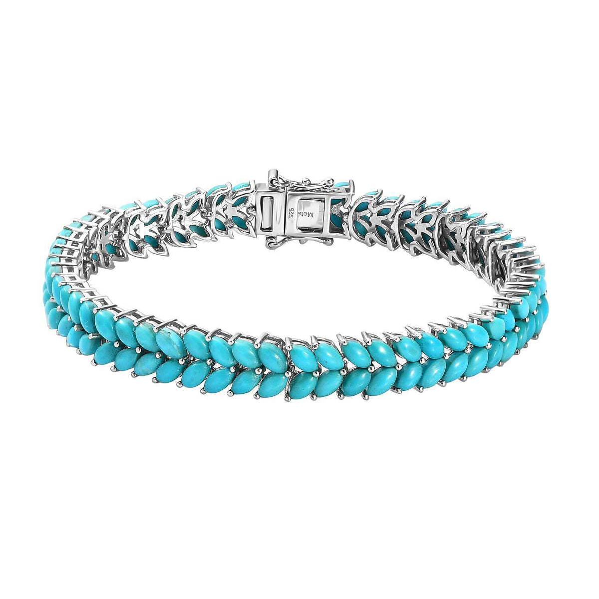 Arizona Sleeping Beauty Turquoise Cluster Bracelet (Size 7.5) in Platinum Overlay Sterling Silver 19.18 Ct 7268680 0