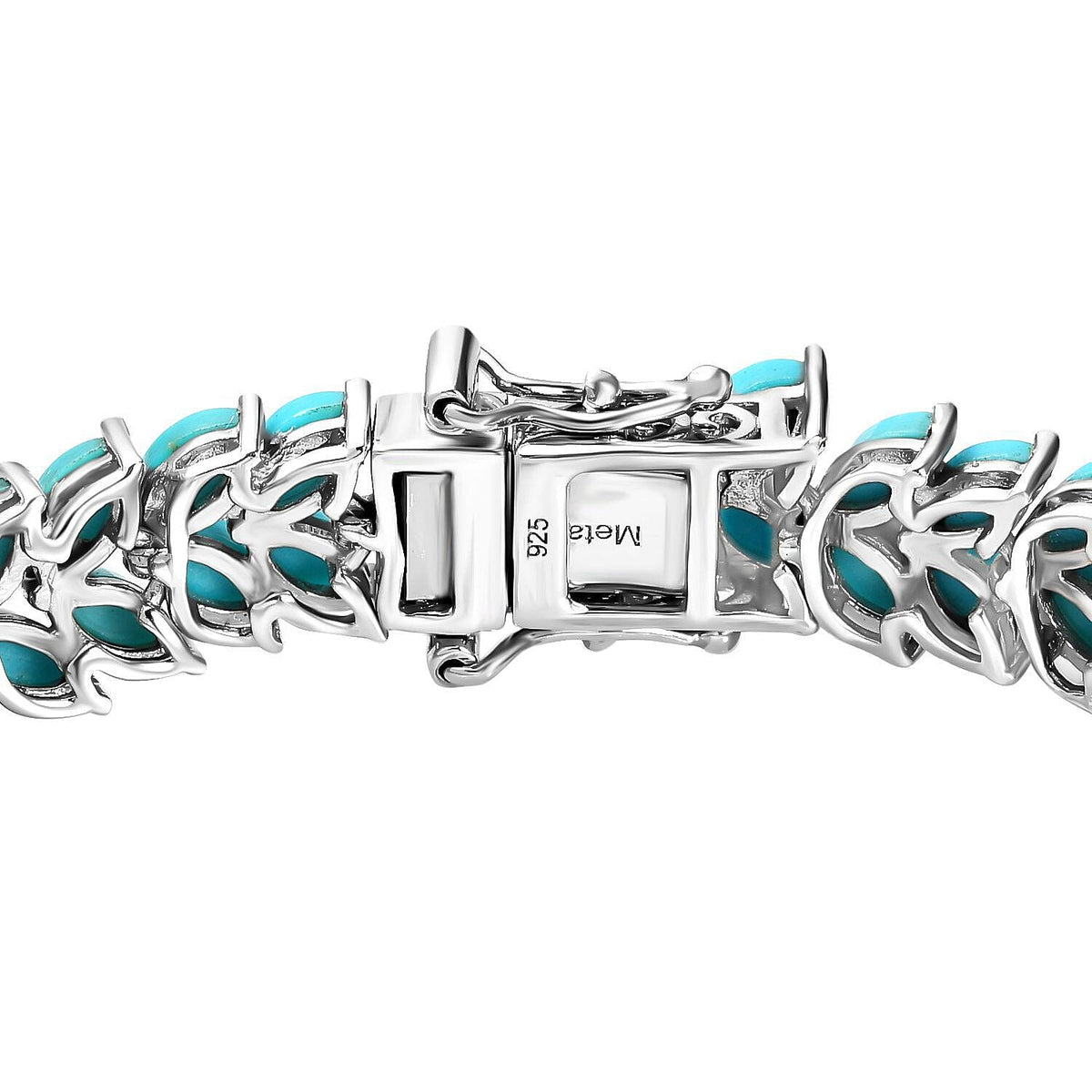 Arizona Sleeping Beauty Turquoise Cluster Bracelet (Size 7.5) in Platinum Overlay Sterling Silver 19.18 Ct 7268680 4