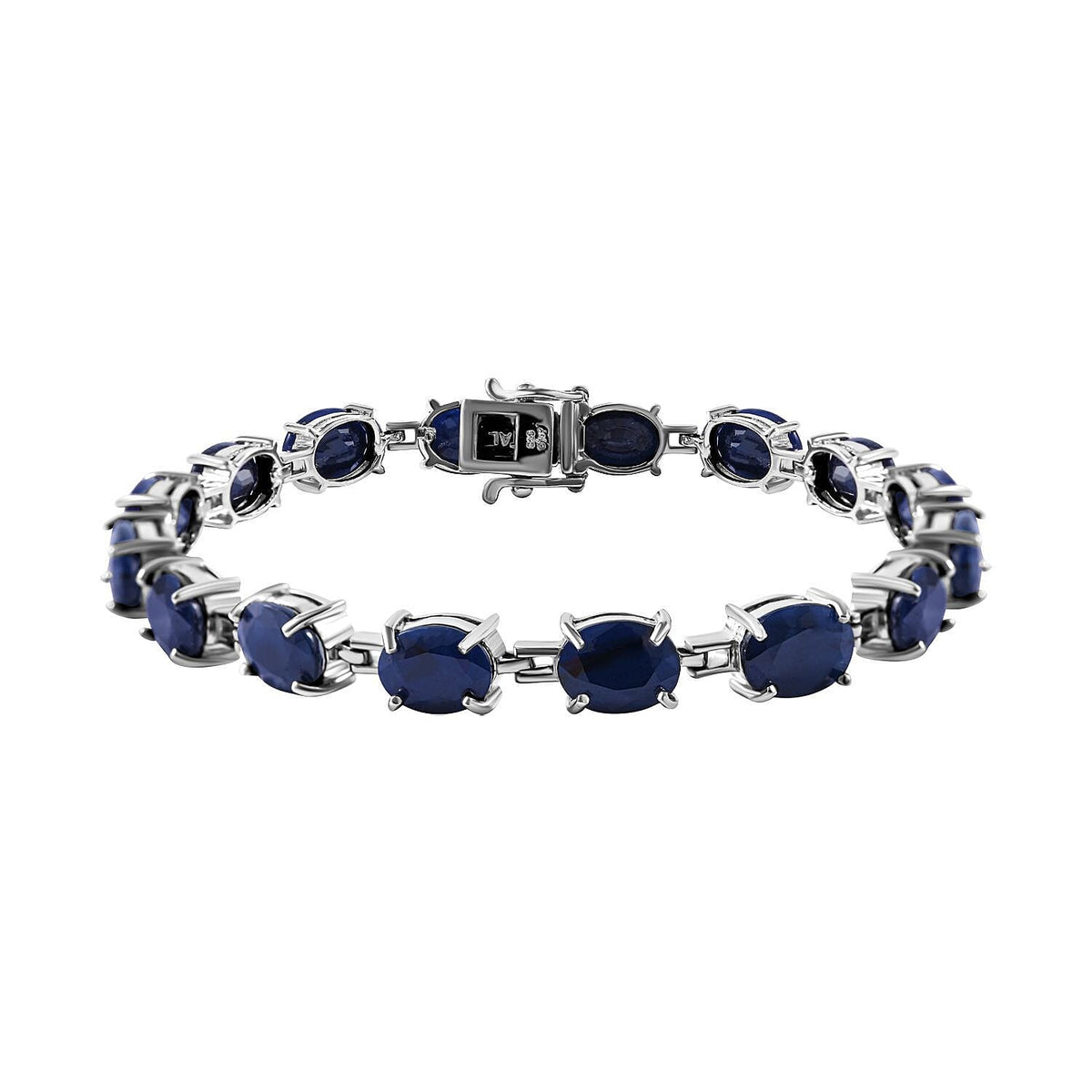 Blue Sapphire Bracelet (Size - 7) in Sterling Silver 34.20 Ct, Silver Wt. 10.50 GmsÂ  7254639 0
