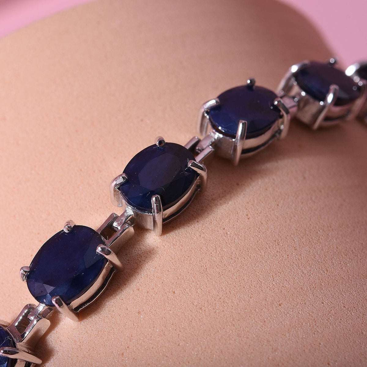 Blue Sapphire Bracelet (Size - 7) in Sterling Silver 34.20 Ct, Silver Wt. 10.50 GmsÂ  7254639 1