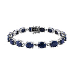 Blue Sapphire Oval link Bracelet (Size - 8) in Sterling Silver 34.20 Ct, Silver Wt. 12 Gms
