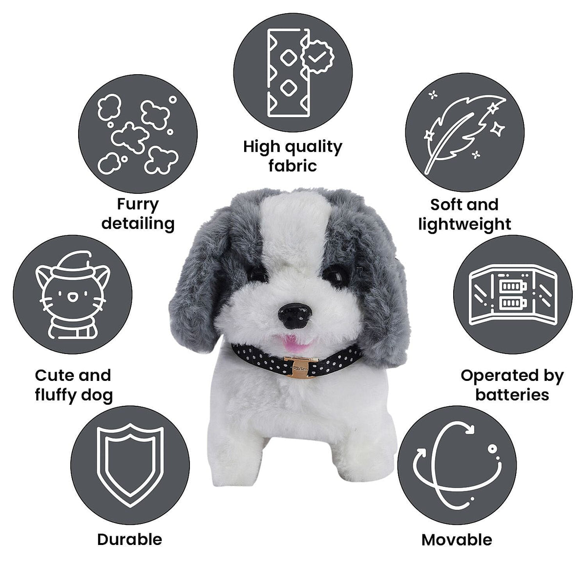Electric Walking Plush Dog Toy - Grey (Size 18x15x13 cm, 2 AA Battery Not Incl.) 7140598 3