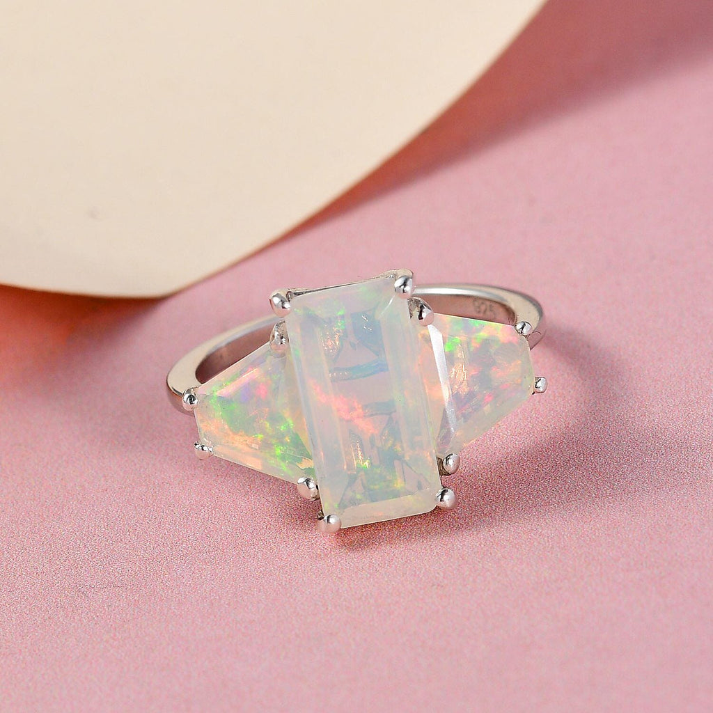 Ethiopian Welo Opal Ring in Platinum Overlay Sterling Silver 3.00 Ct.