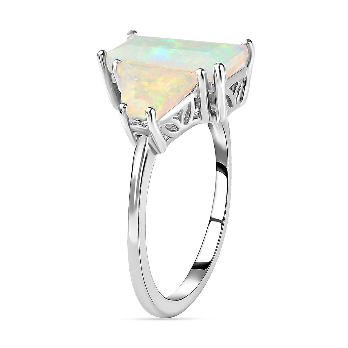 Ethiopian Welo Opal Ring in Platinum Overlay Sterling Silver 3.00 Ct. 7166964 6