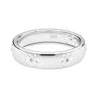 Diamond Floral Band Ring in Sterling Silver