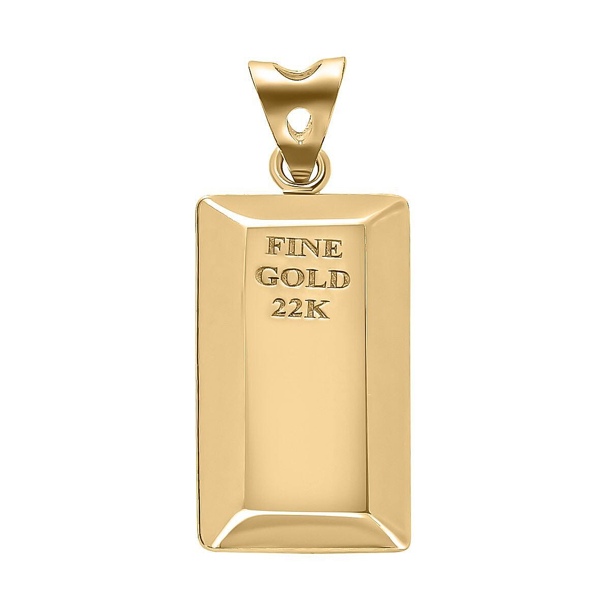 Limited Edition - 22K Yellow Gold Ingot Bar Pendant. 1.60 Grams. 7272253 0