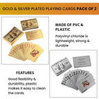 Value Bundle - Pack of 2 Gold and Silver Plated Playing Cards