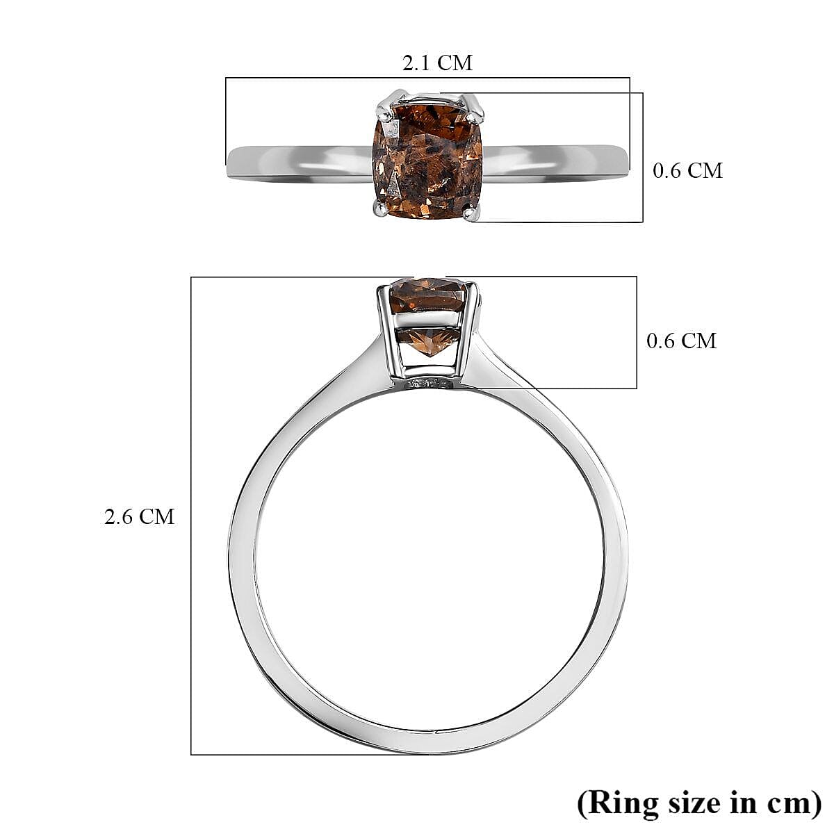 950 Platinum SGL Certified Natural Champagne Diamond (I1) Solitaire Wedding Band Ring 1.00 Ct. 7258562 10