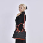 Dot Pattern Crossbody Bag With 2 Exterior Zipper Pockets - Handle Drop - Black